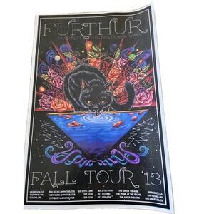 FURTHUR concert POSTER FALL TOUR 2013 Black Panther Cat GRATEFUL DEAD Weir Lesh